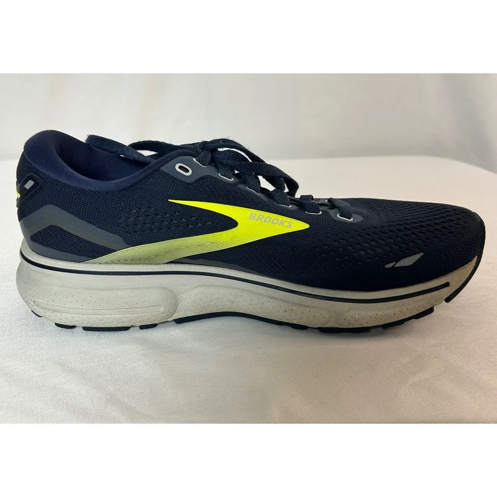 Brooks Ghost 15 Mens Running Shoes Navy Blue Neon Yellow 1103931D429 Size 7.5 D